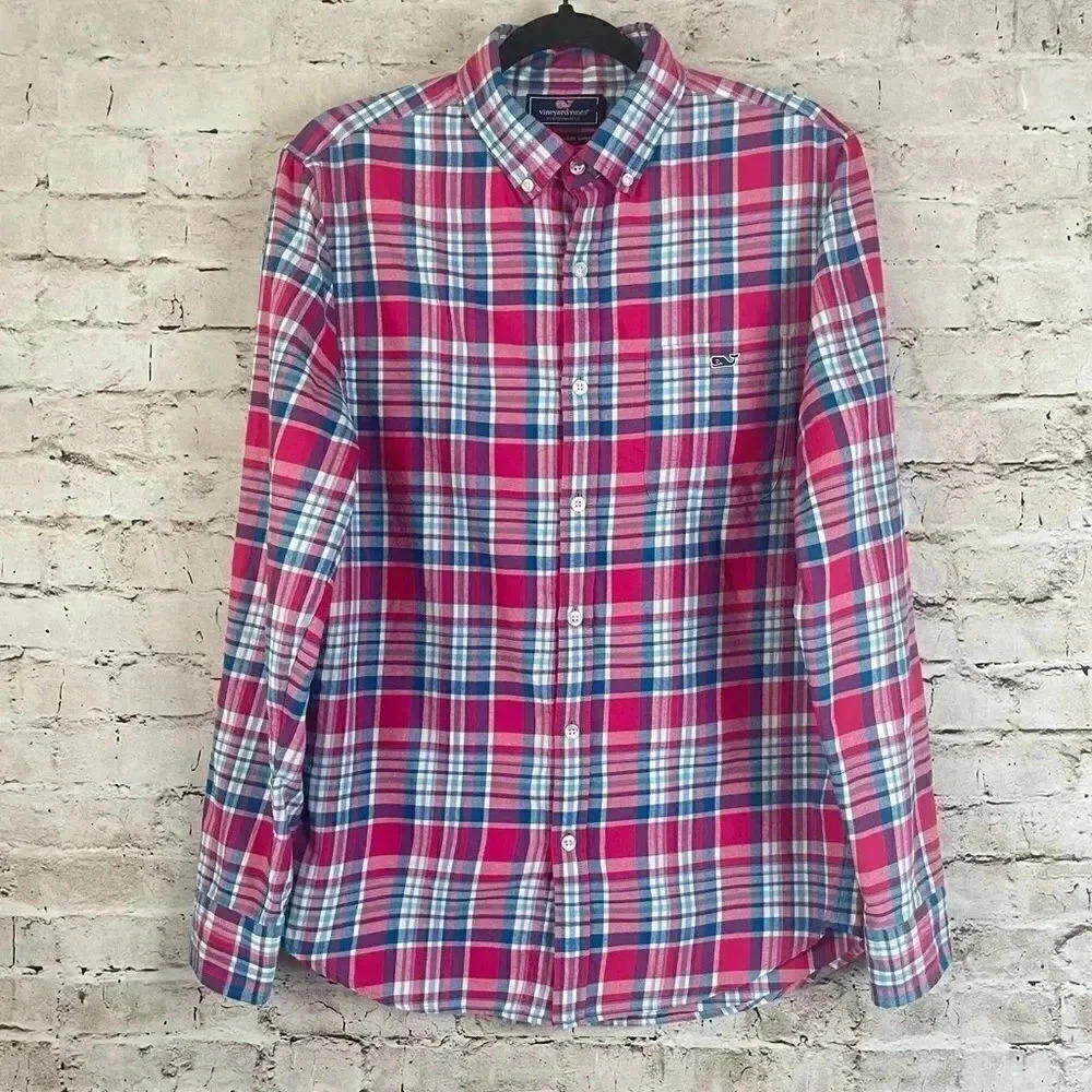 Vineyard Vines Men's Small Long Sleeve Button Down Slim Fit Tucker Shirt Plaid S